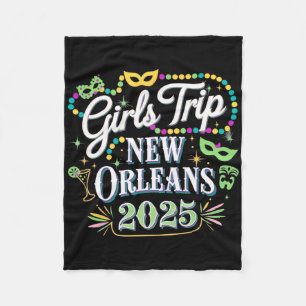 Girls Trip New Orleans 2025 Mardi Gras Fleece Blanket