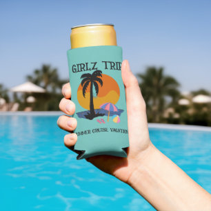 Girls trip summer cruise vacation, summer seltzer can cooler