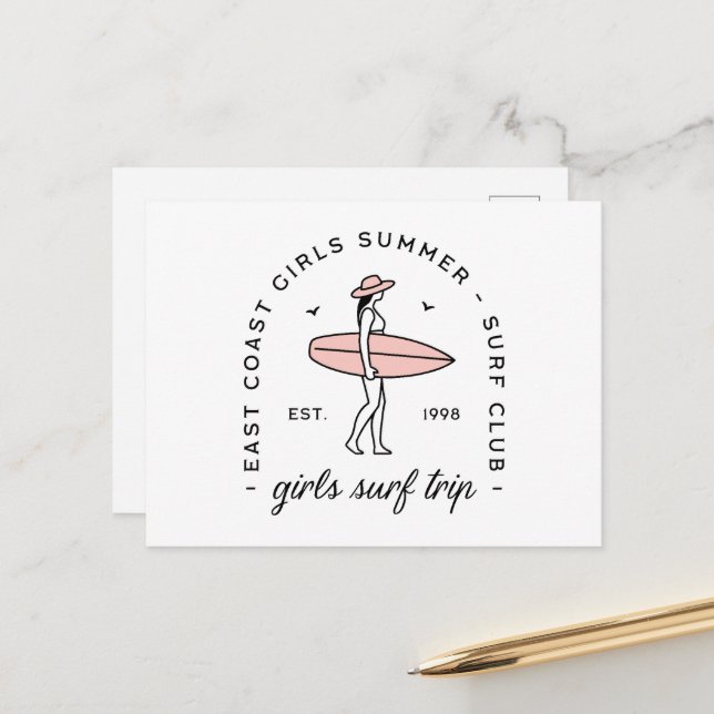 Girls trip surf club summer east coast aesthetic postcard (Front/Back In Situ)
