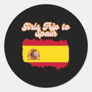 Girls' Trip To Spain Travel Spain Flag Illustratio Classic Round Sticker