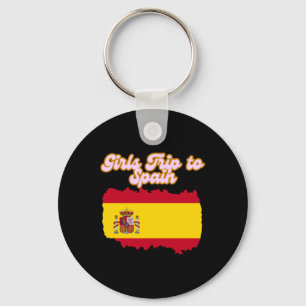 Girls' Trip To Spain Travel Spain Flag Illustratio Keychain