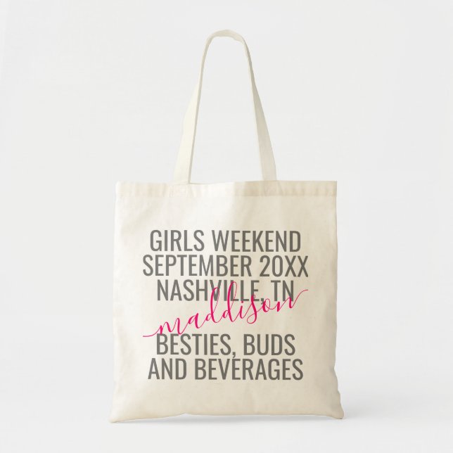 Girls Trip Weekend Vacation Name Tote Bag (Front)