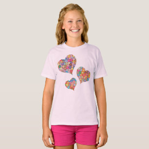 Girls Triple Heart Leopard & Pink Sparkle Graphic T-Shirt