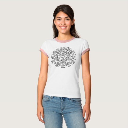 GIRLS tshirt white with mandala art