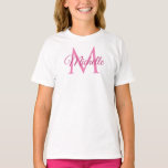 Girls Tshirts Monogram Name White And Pink Trendy<br><div class="desc">Girls Personalized Monogram Name White And Pink Template Elegant Trendy Girls' T-Shirt.</div>