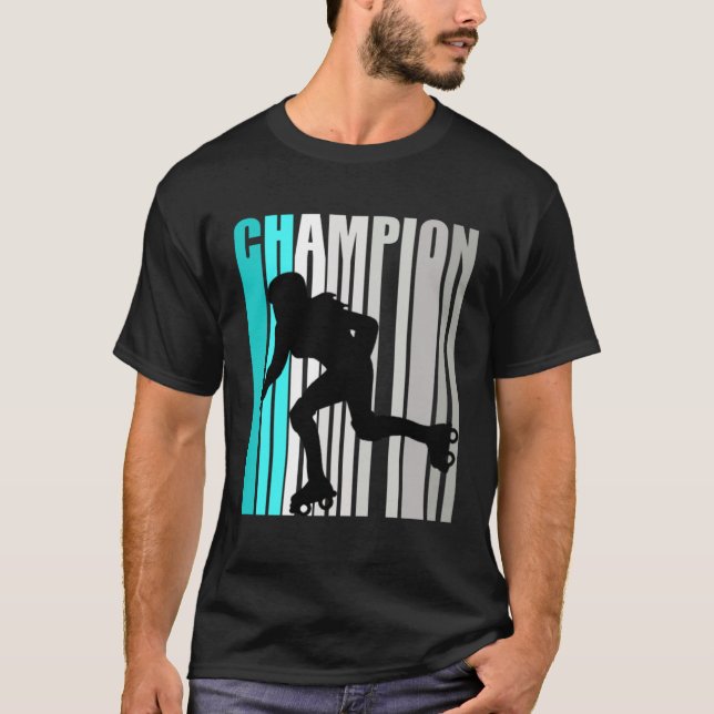 Girls Turquoise Roller Skating Champion Roller Ska T-Shirt (Front)