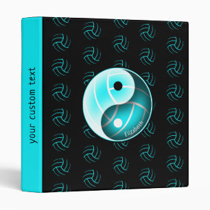 girls turquoise yin yang w minimal volleyballs binder
