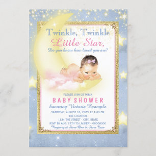 Girls Twinkle Twinkle Little Star Baby Shower Invitation