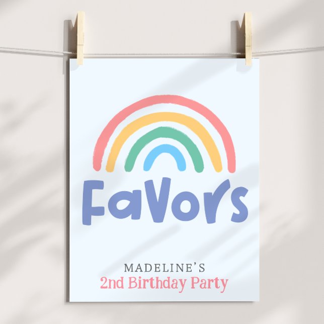 Girls Two Cool 2nd Birthday Rainbow Favour Poster (Creator Uploaded)