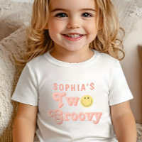 Girls Two Groovy Retro Pink Birthday