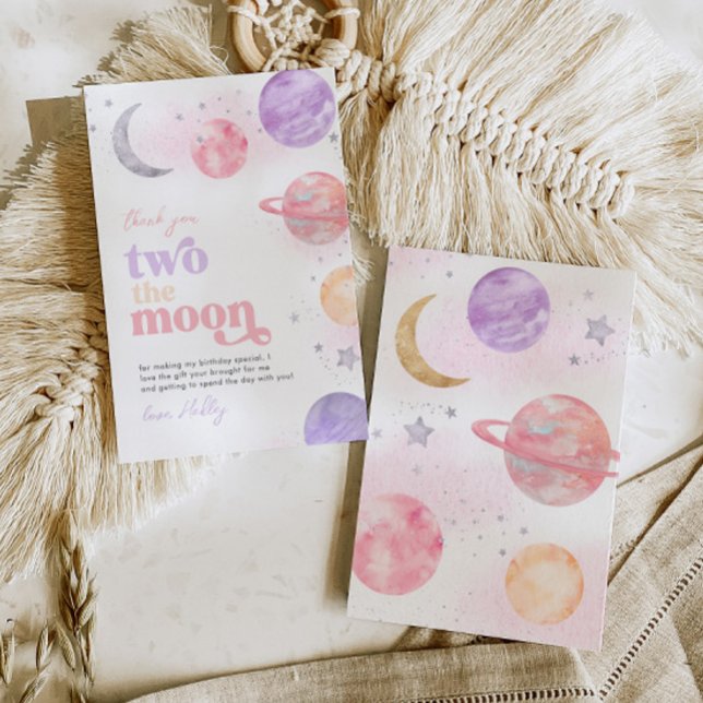 Girl's Two the Moon Thank You Cards (Creator Uploaded)