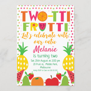 Girls Two-tii Fruit 2nd Birthday invitation