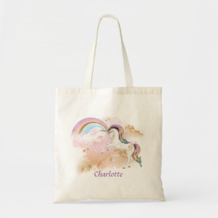 Girl's Unicorn and Rainbow Tote Bag