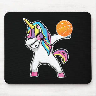 Girls Unicorn Dabbing Bysketbyll Player Fun Bbylle Mouse Pad