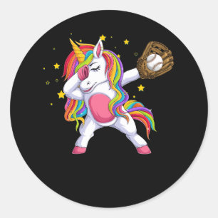 Girls Unicorn Dancing Dabbing Softball Apparel You Classic Round Sticker