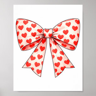 Girls Valentine Heart Bow Cute Valentines Day Teen Poster