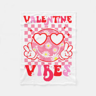 Girls Valentines Day Cute Smile Face Valentine Vib Fleece Blanket