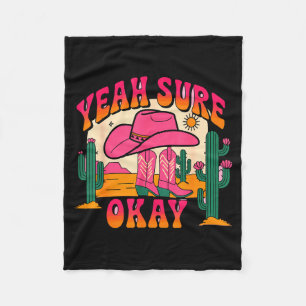 Girls Valentines Day Hearts Yeah Sure Okay Western Fleece Blanket