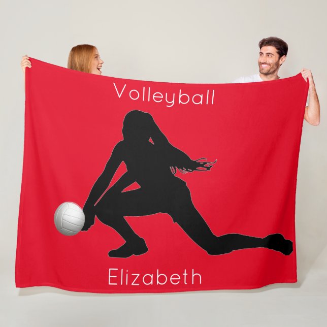 Girls Vibrant Red Volleyball Fleece Blanket (In Situ)