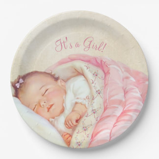 Girls Vintage Baby Shower Paper Plate