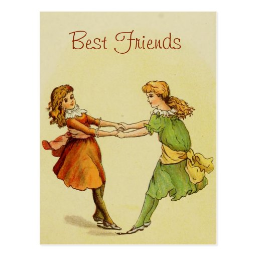 Girls Vintage Best Friends Postcard | Zazzle