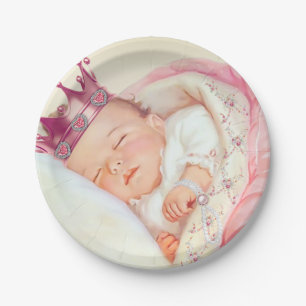 Girls Vintage Princess Baby Shower Paper Plate