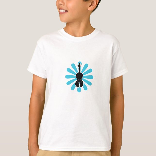 Girls Violin T-shirt with Flower (Front)