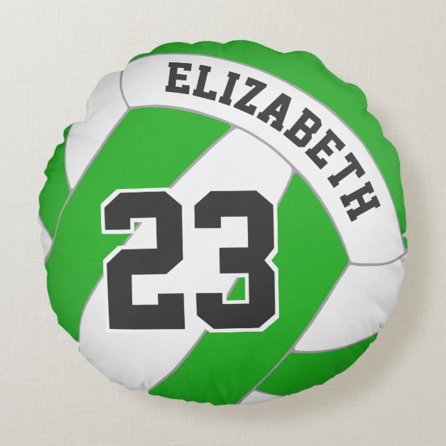 Girls volleyball ANY colour with her name Round Pillow (Front)