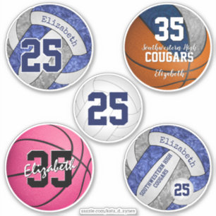 girls volleyball & basketball variety set of 5