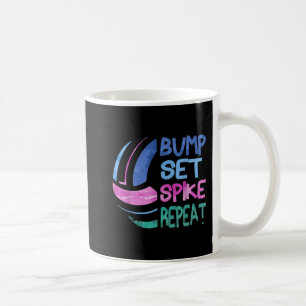 Girls Volleyball Bump Set Spike Repeat Blue Purple Coffee Mug