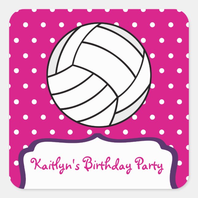 Girl's Volleyball Sticker - Pink w Purple (Front)