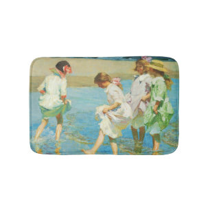 Girls Walking in Water at the Seaside Bath Mat