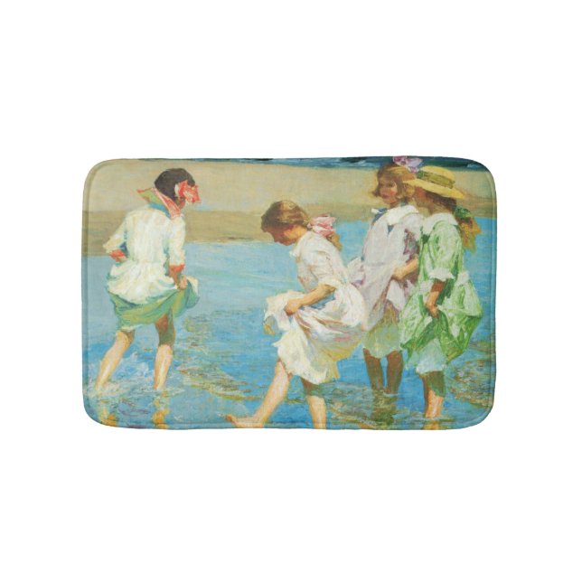 Girls Walking in Water at the Seaside Bath Mat (Front)