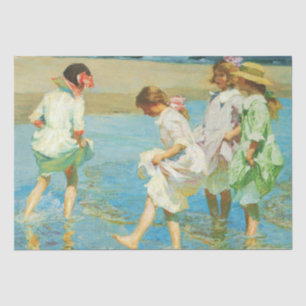 Girls Walking in Water at the Seaside Tissue Paper