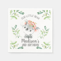 Girls Watercolor Koala Bear Birthday Paper