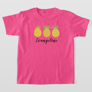 Girls Watercolor Pineapple Trio T-Shirt
