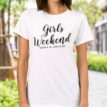 Girls Weekend Away T-shirt Custom Location Date<br><div class="desc">The perfect tshirt to celebrate your girls/ladies weekend away.  Whether you're celebrating a birthday,  planning a mini reunion,  bachelorette party or just hanging out with your girl friends,  this shirt will set the stage for the best weekend/trip ever.  Personalize by adding the location and date of your get away.</div>