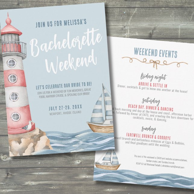 Girls Weekend Beach Nautical Bachelorette Invitation (Girls Weekend Beach Nautical Bachelorette Invitation)