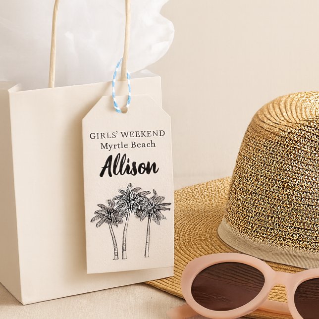 Girls Weekend Black & Ivory Palm Tree Gift Tag (Creator Uploaded)