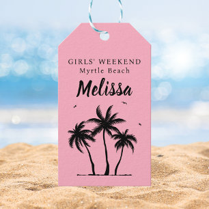 Girls Weekend Blush Pink Palm Tree Gift Tag