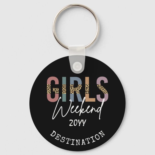 Girls Weekend Cheetah Print Girls trip getaway Keychain (Front)