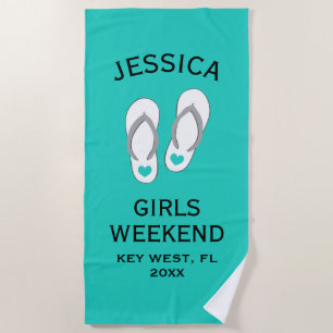 Girls weekend getaway trip custom destination beach towel