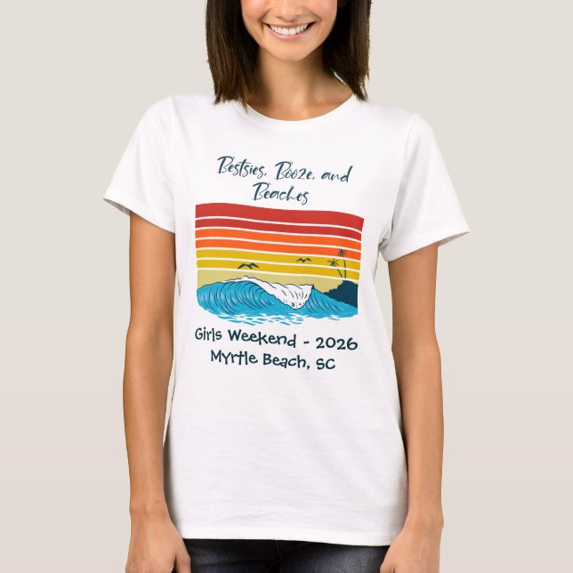 Girls Weekend Matching Tee Customizable Beach Trip (Front)