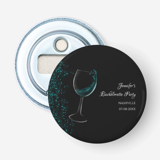 Girls weekend mocktail bachelorette party blue bottle opener (Front)