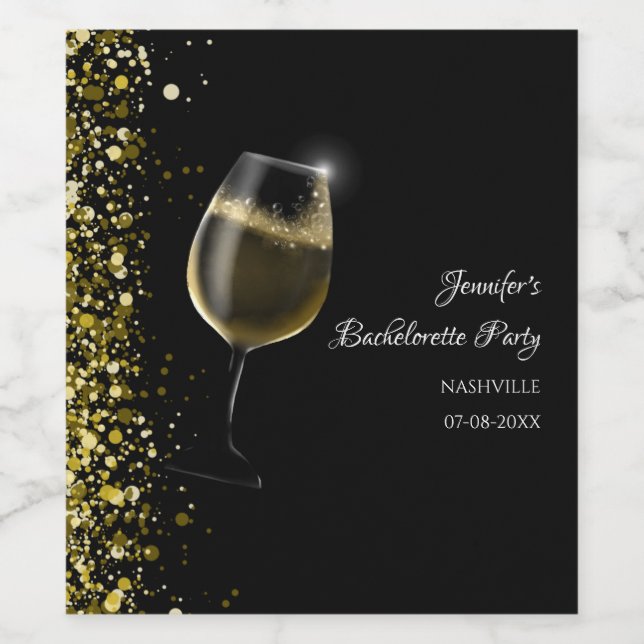 Girls weekend mocktail bachelorette party gold win wine label (Single Label)