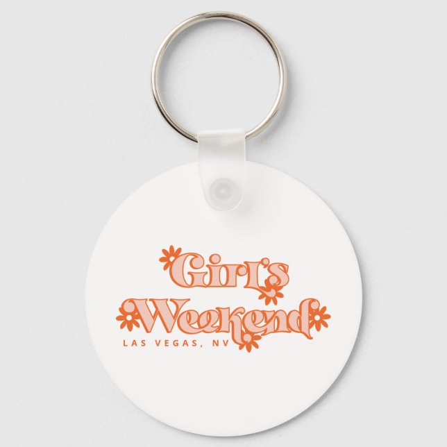 Girls Weekend Retro Modern Bachelorette Party Keychain (Front)