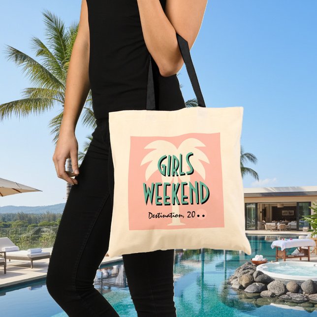 Girls weekend tote bag | Coral pink palm tree (girls weekend tote bag)