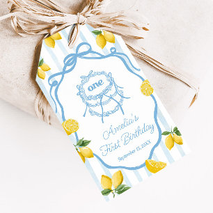 Girls Whimsical Blue Lemon Amalfi Birthday Favor Gift Tags