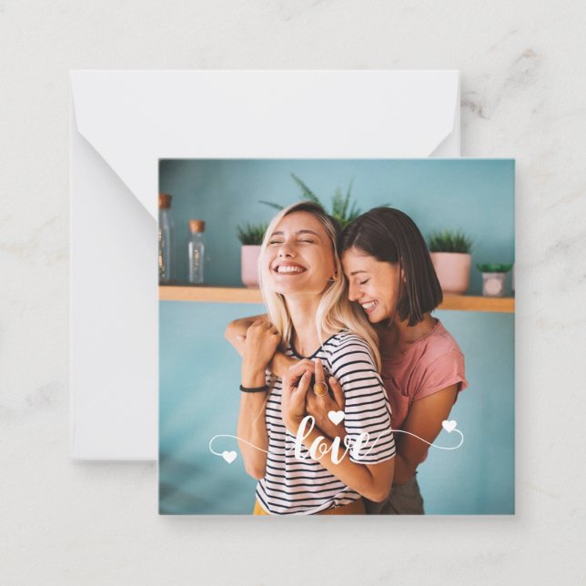 Girls White Love Script With Heart Valentine Card (Front)