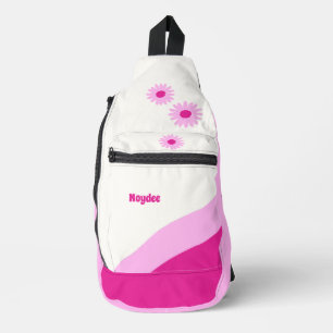 Girls white pink daisy simple  sling bag